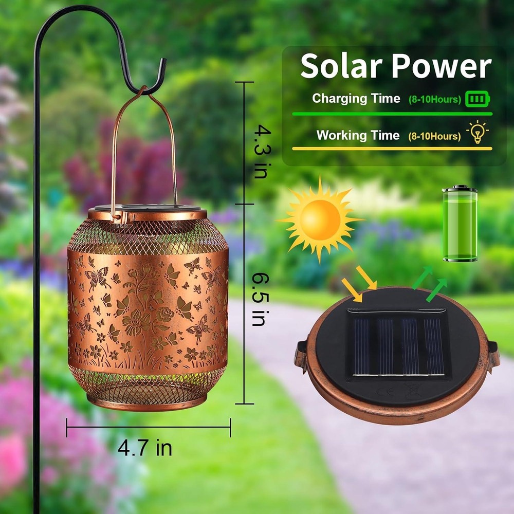 2 Pack Hummingbird Solar Lanterns Outdoor Hanging Garden Lights Waterproof - Picture 9 of 9